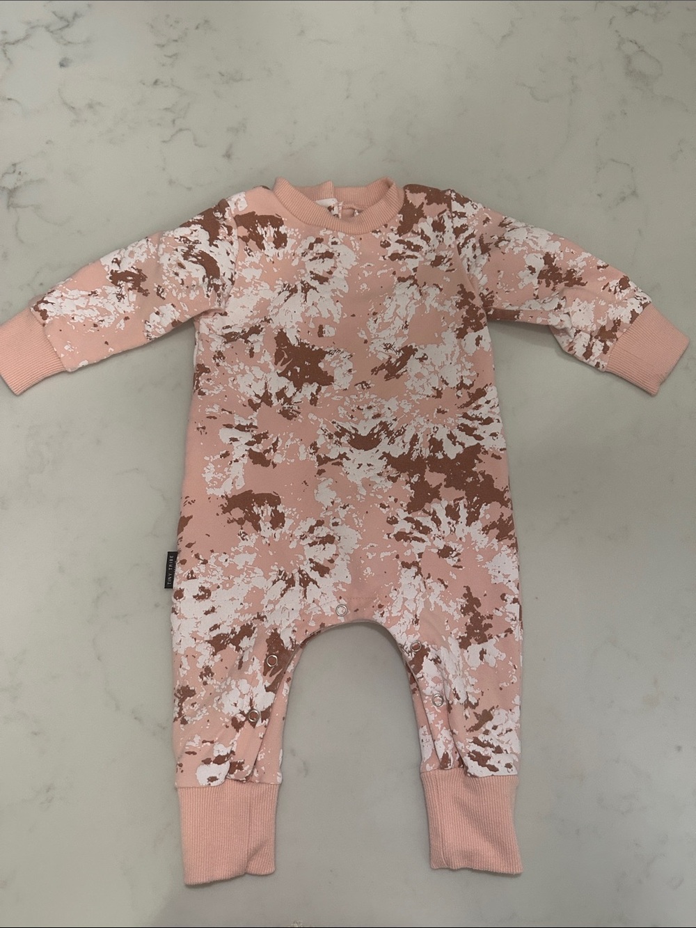 Tiny Tribe Pink Splatter-Print One-Piece Footie